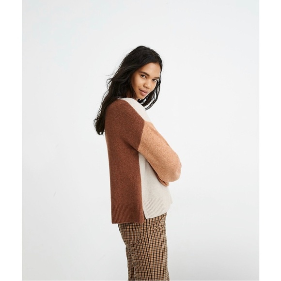 Madewell Payton Pullover Colorblock Wool Alpaca Sweater XS Coziest Yarn - Picture 2 of 10
